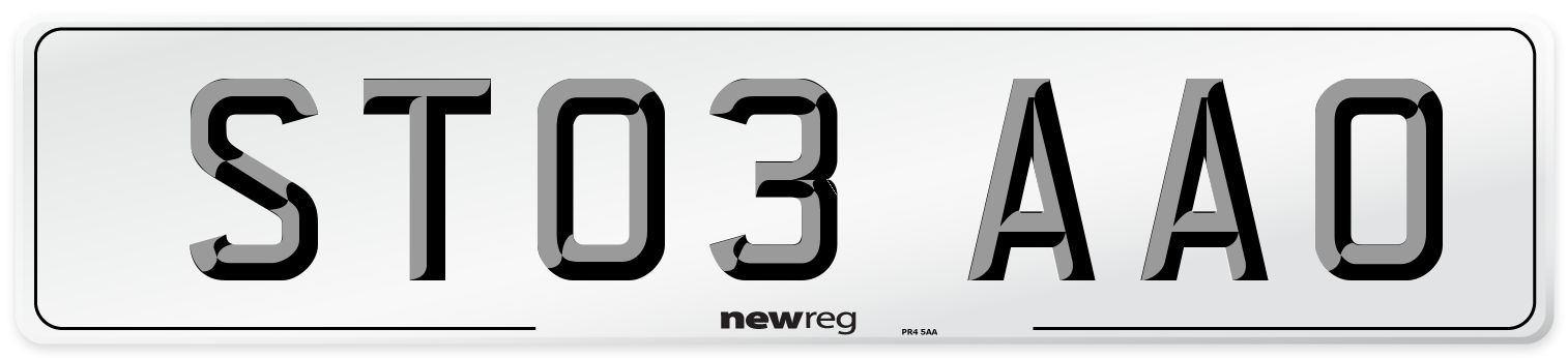 ST03 AAO Number Plate from New Reg